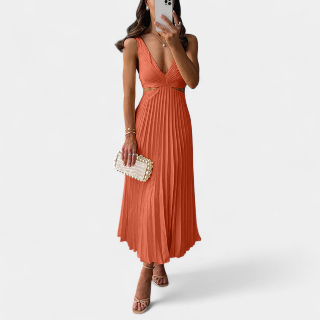 Iphigenia Pleated Maxi Dress With Irresistible Elegance