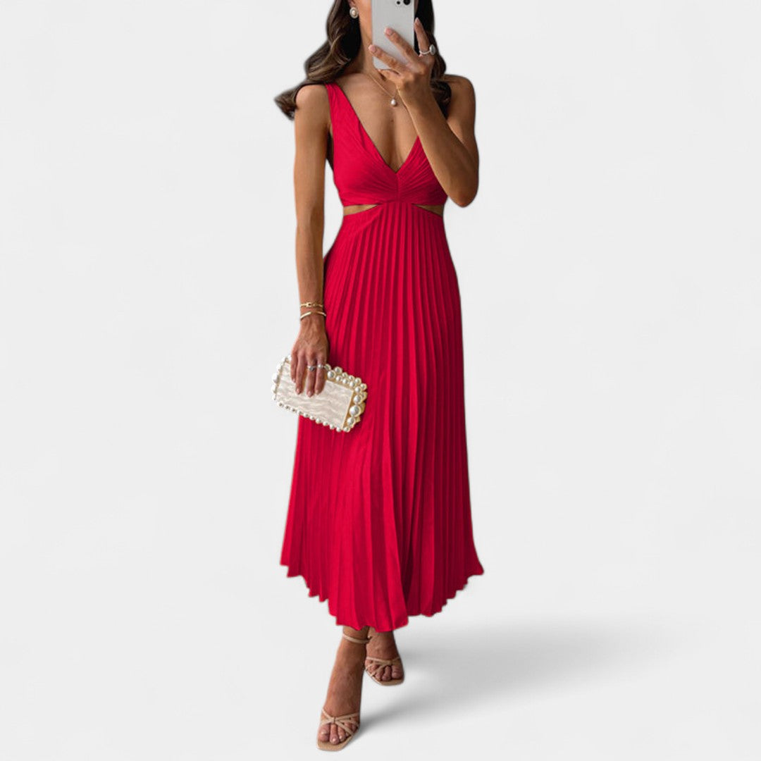 Iphigenia Pleated Maxi Dress With Irresistible Elegance