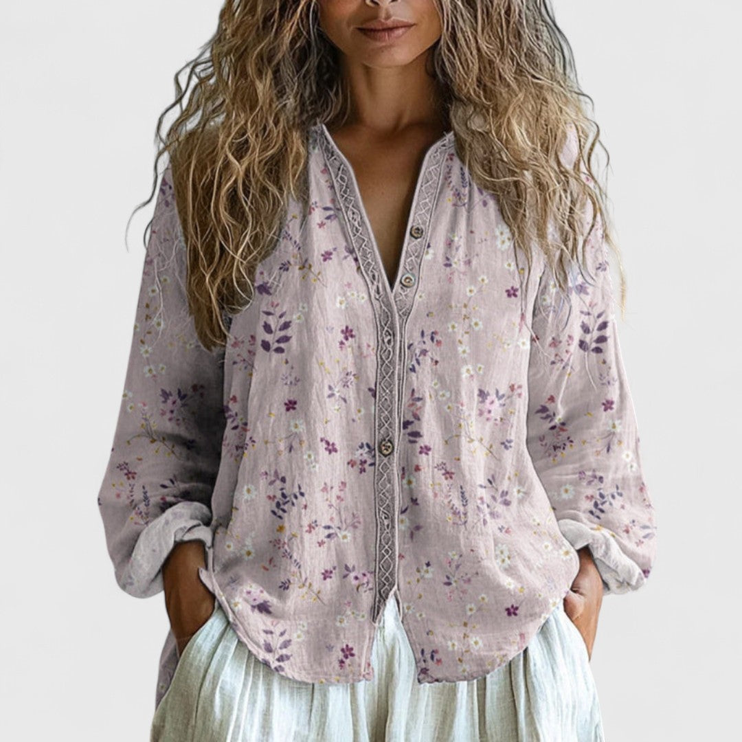 Phaedra Elegant Blouse With Timeless Leaf Print Chic