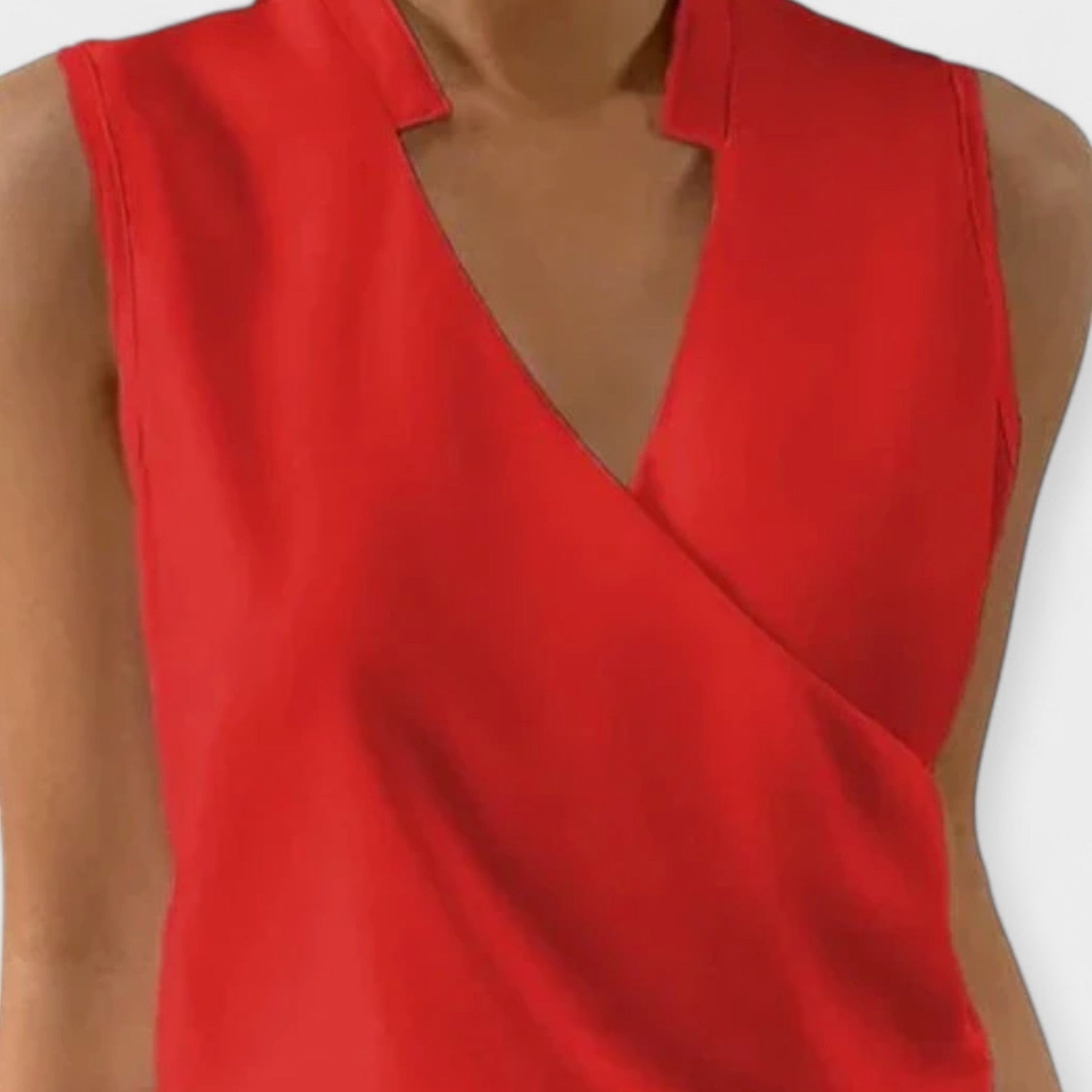 Sleeveless Solid Top With Cross V Neck For Everyday Style