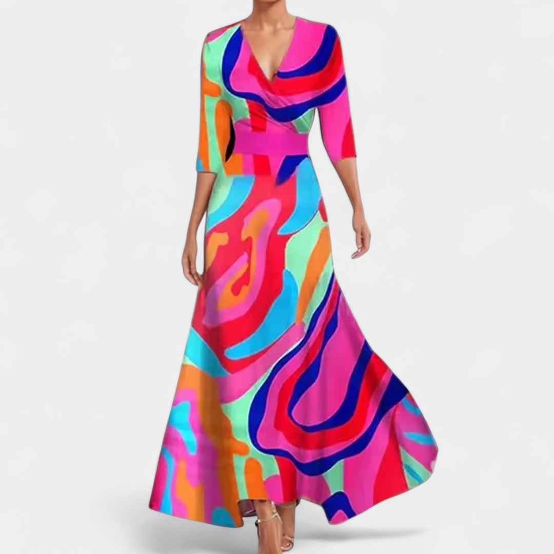 Aikaterini Timeless Floral Dress With Elegant Silhouette