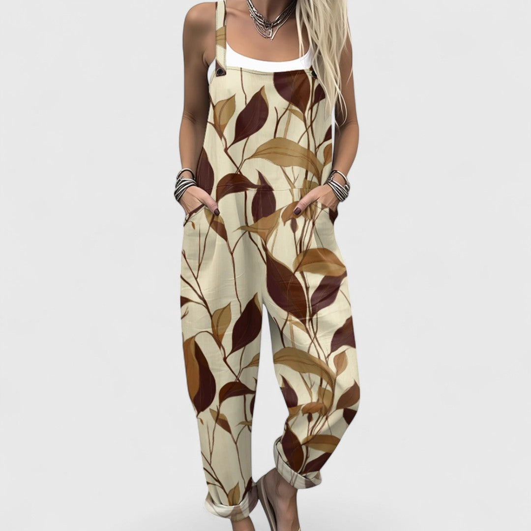 Marissa Comfortable Jumpsuit With Tropical Floral Pattern