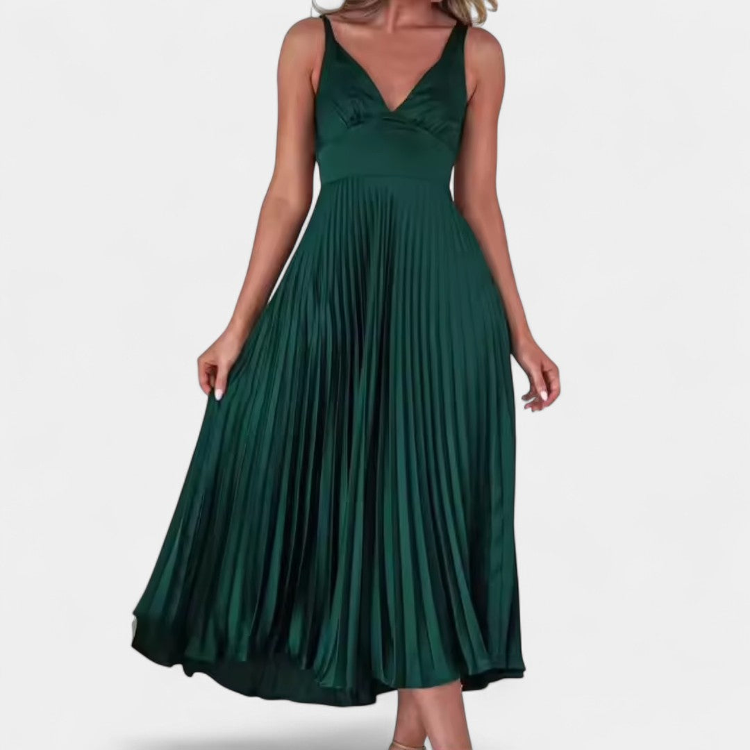 Basiliki Satin Pleated Dress Airy Elegance For Weddings