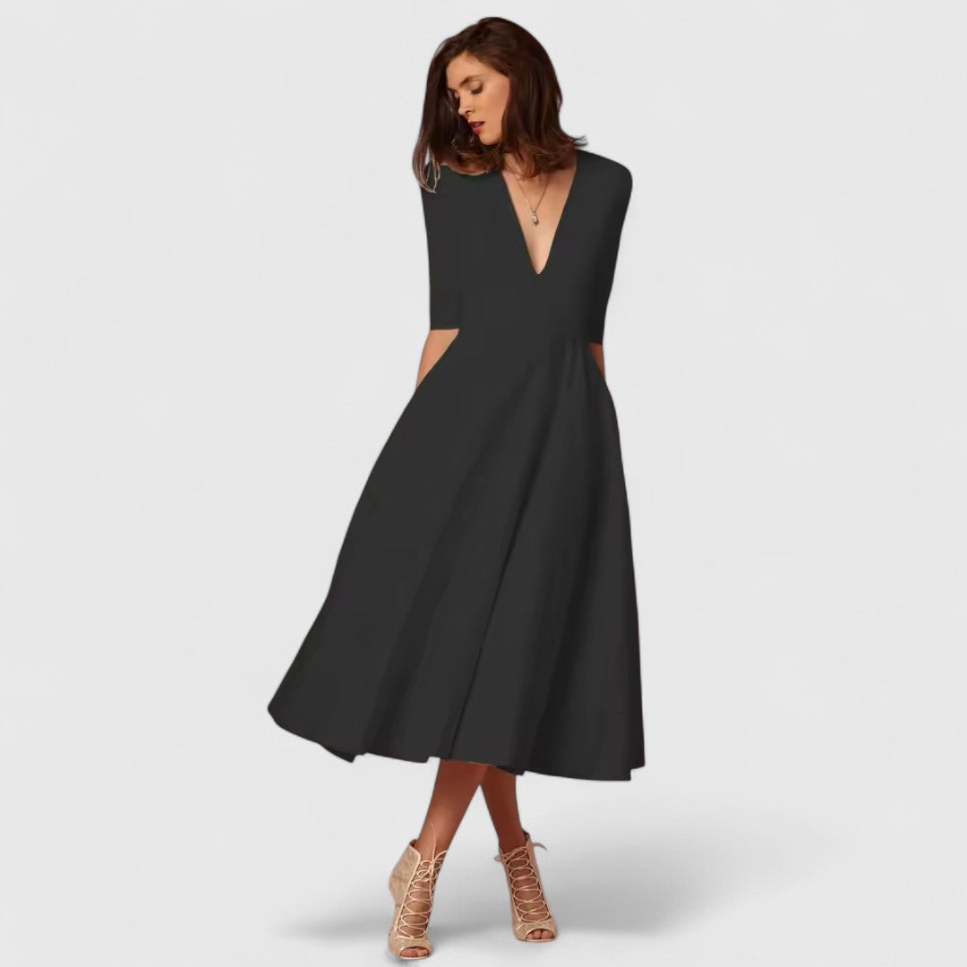 Elena V Neck Evening Dress For Classic Elegant Style