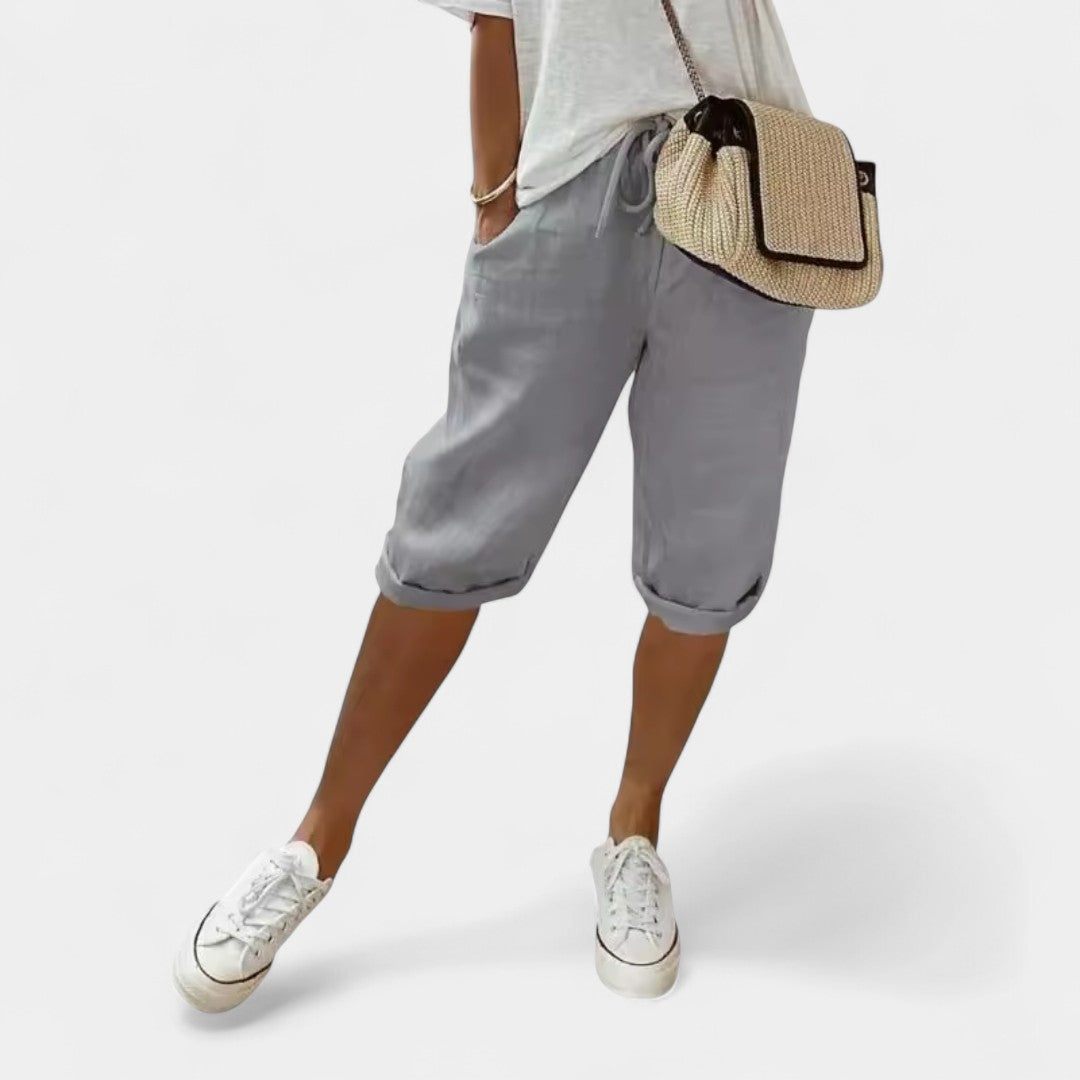 Laodike Cotton Linen Bermuda Shorts For Everyday Wear