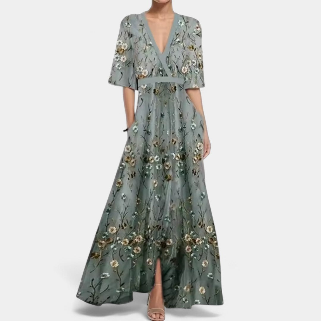 Aikaterini Timeless Floral Dress With Elegant Silhouette