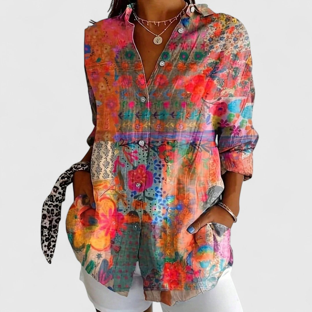 Chrysa Multicoloured Blouse With Playful Prints And Comfort