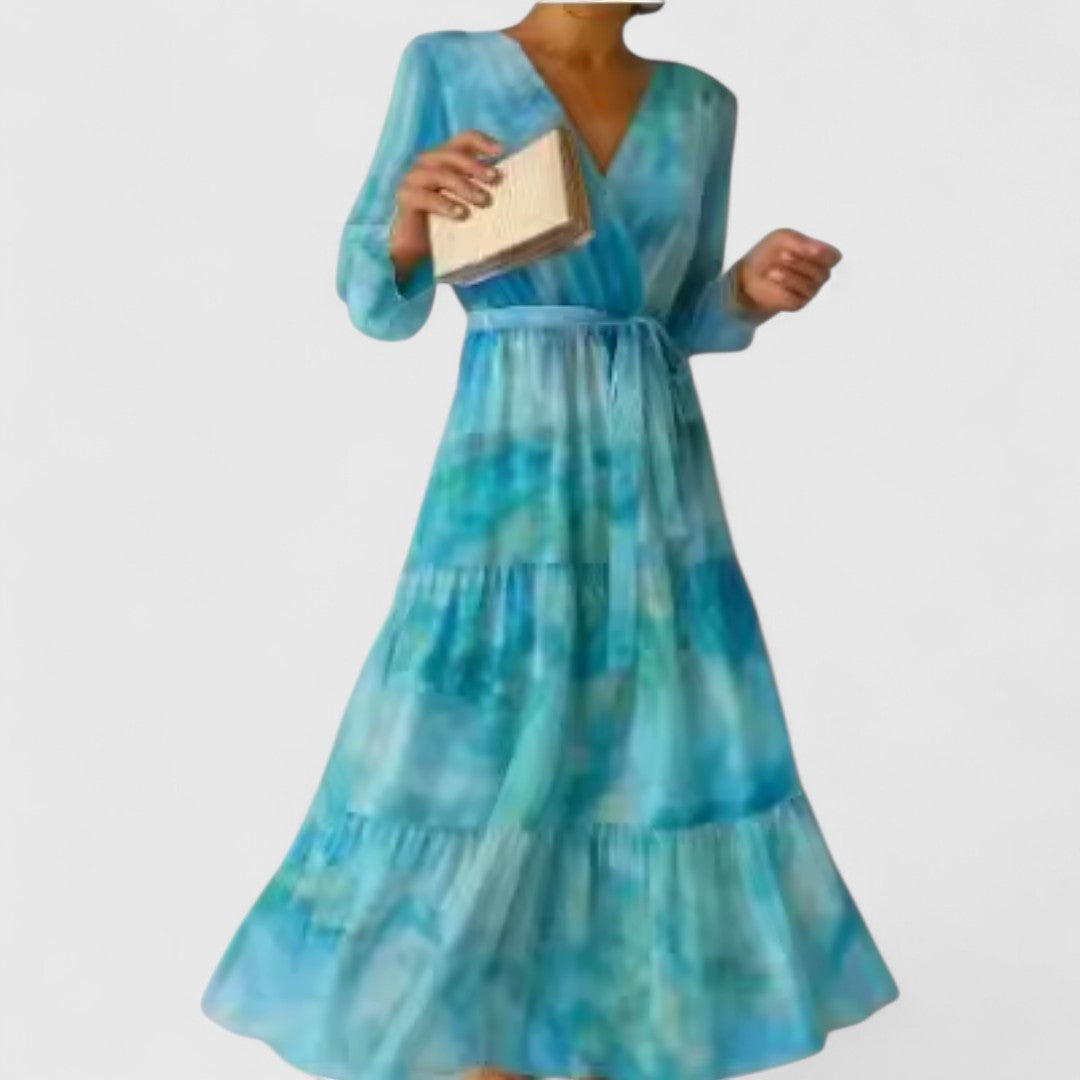 Stefania Wrap Dress With Floral Print And Long Sleeves