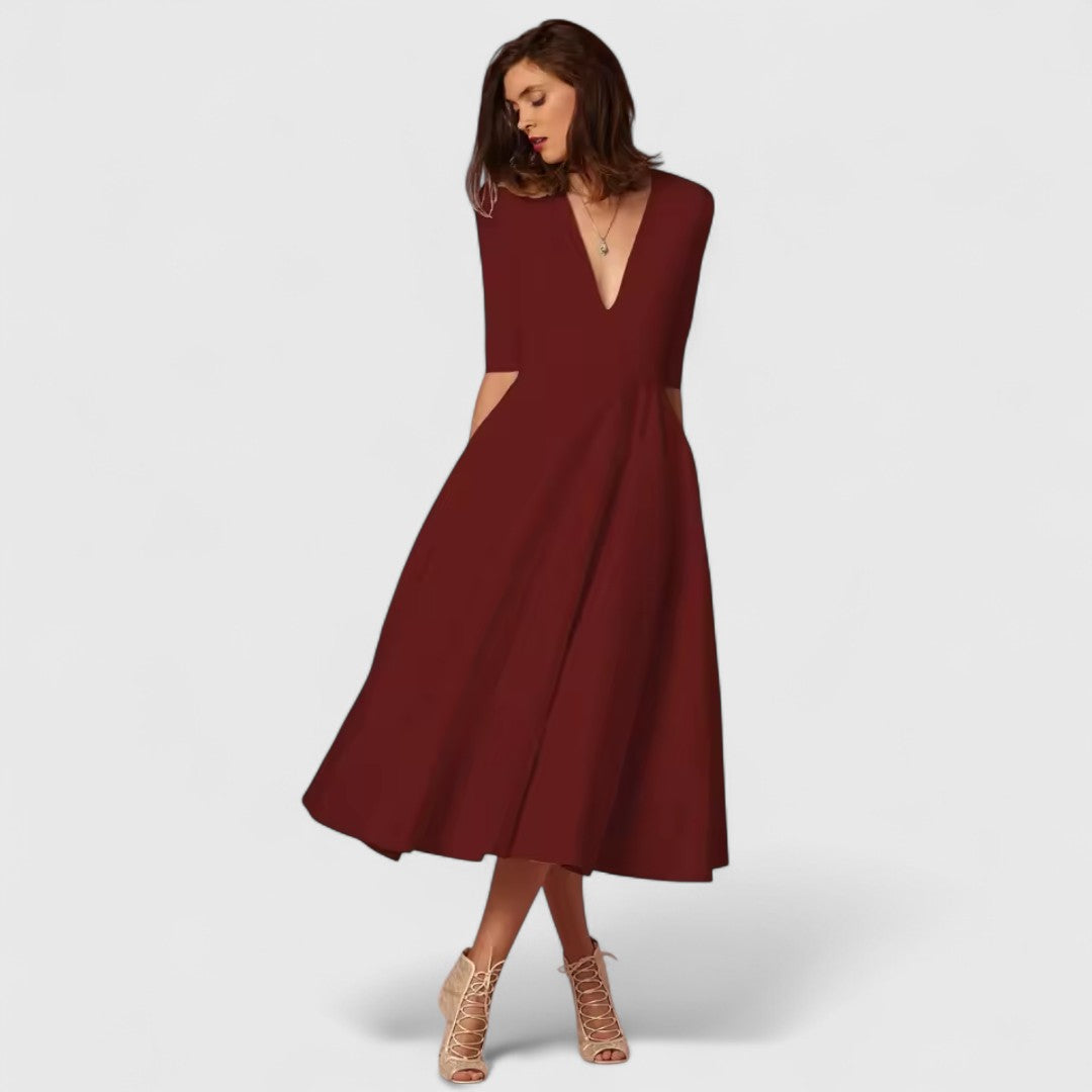 Elena V Neck Evening Dress For Classic Elegant Style