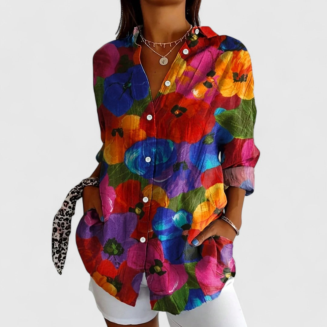 Chrysa Multicoloured Blouse With Playful Prints And Comfort