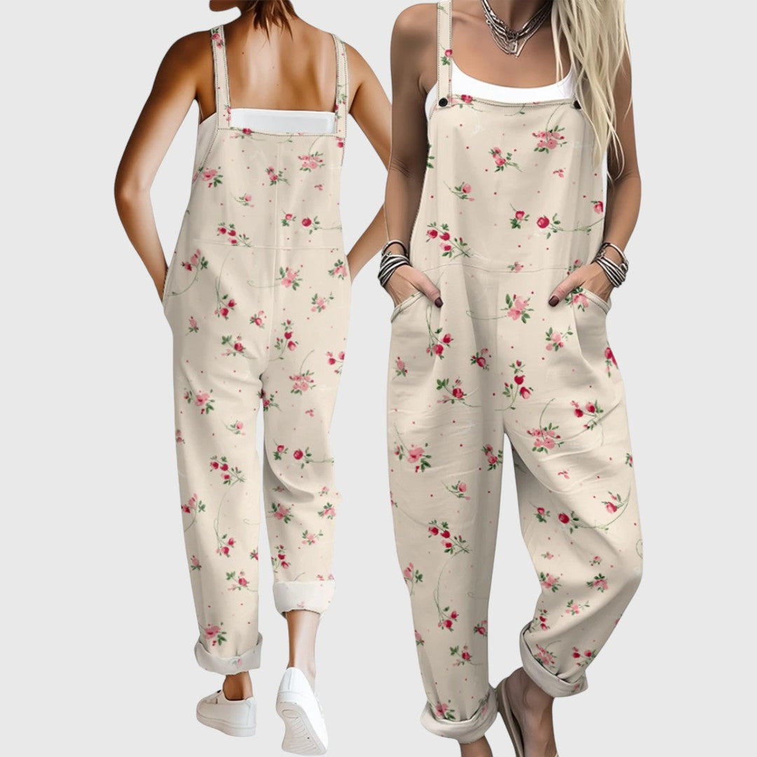 Marissa Comfortable Jumpsuit With Tropical Floral Pattern