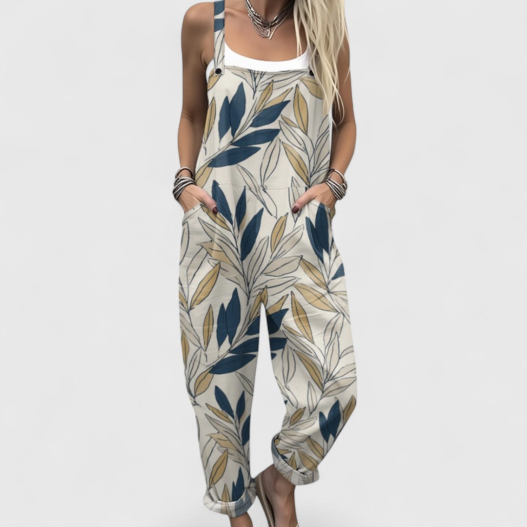 Marissa Comfortable Jumpsuit With Tropical Floral Pattern