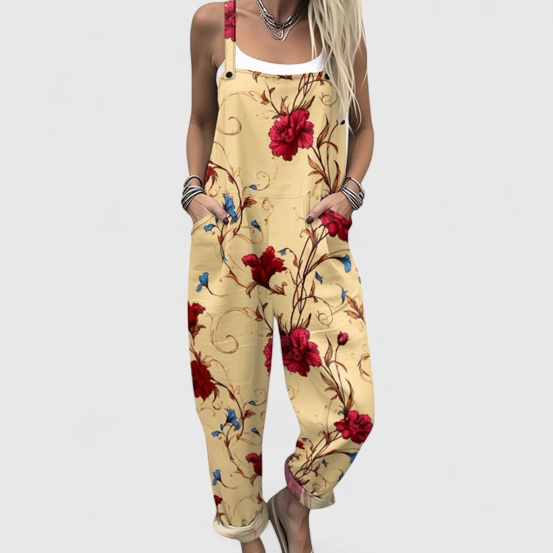 Marissa Comfortable Jumpsuit With Tropical Floral Pattern