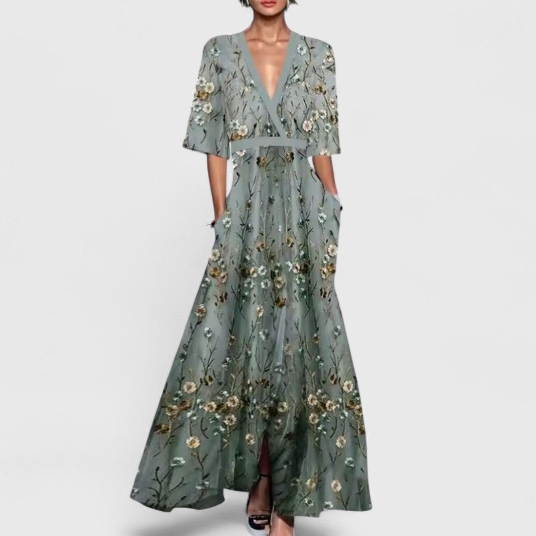 Iphigenia Cotton Dress With Elegant Sleeves All Day Comfort