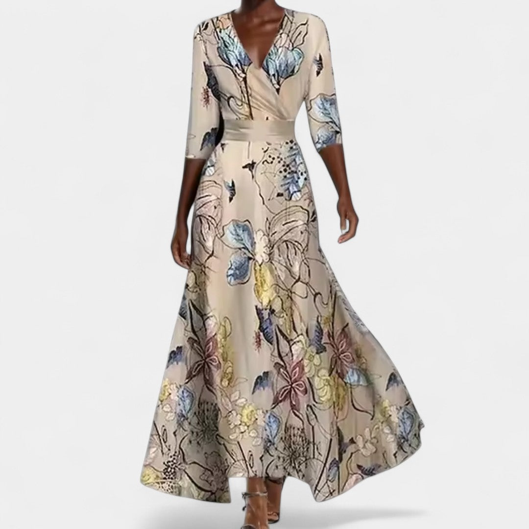 Aikaterini Timeless Floral Dress With Elegant Silhouette