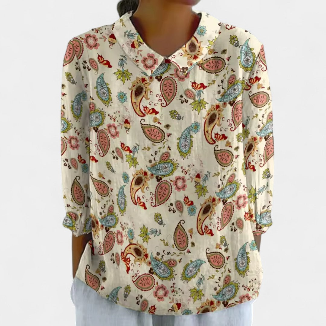 Theophania Retro Blouse With Vibrant Colours Everywhere