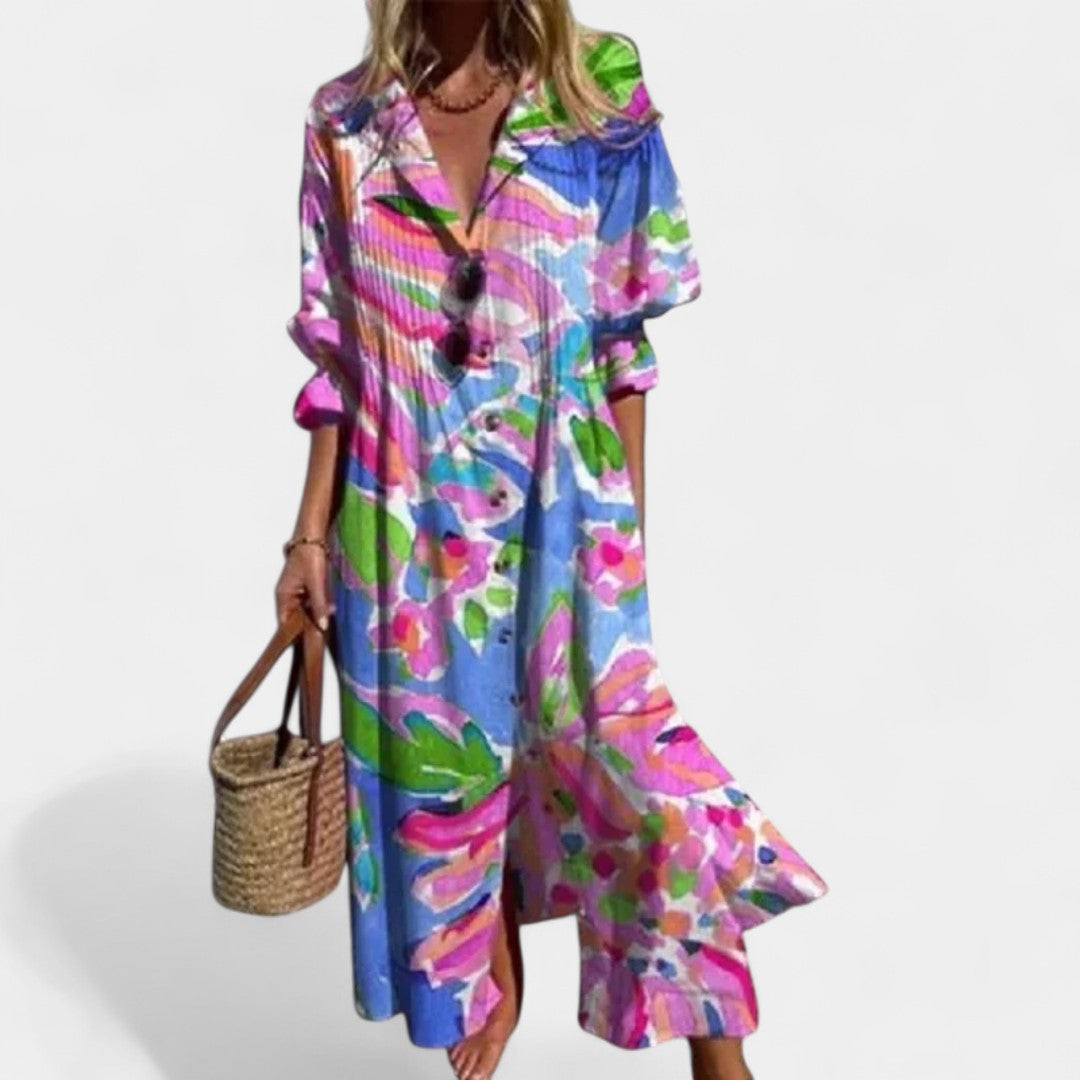Anais Floral Maxi Dress With Pockets And Flowy Silhouette