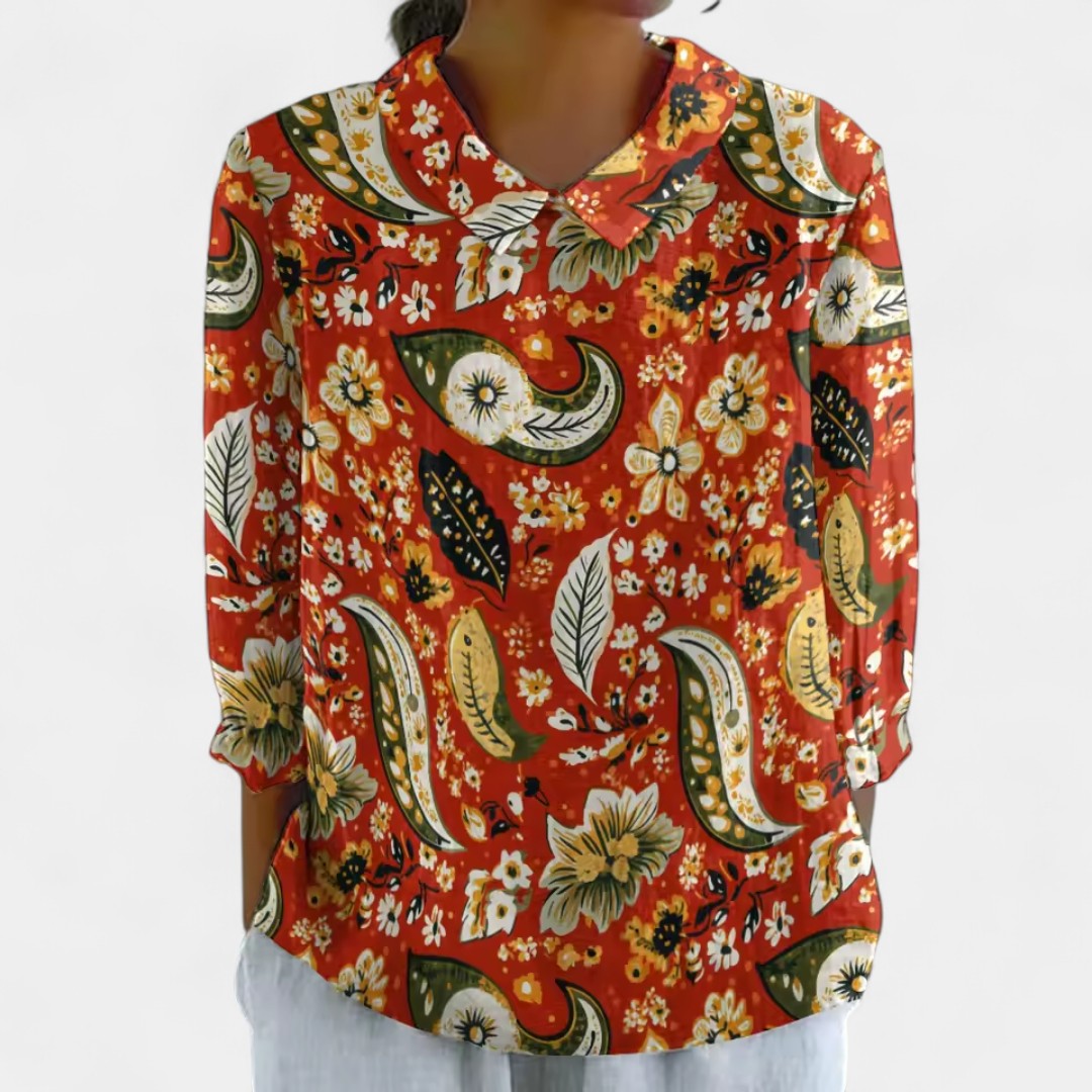 Theophania Retro Blouse With Vibrant Colours Everywhere