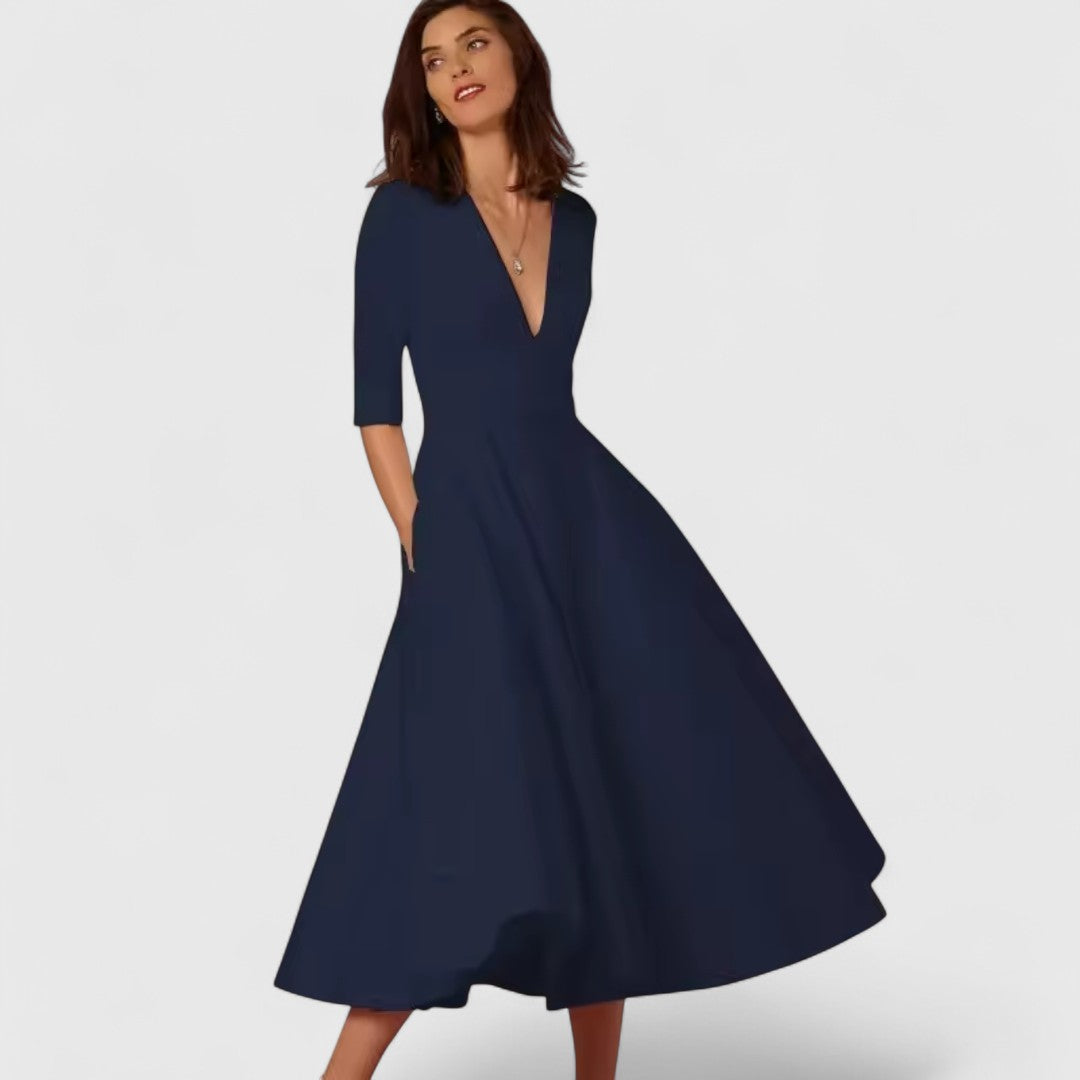 Kalliope Stunning V Neck Dress For Femininity And Style