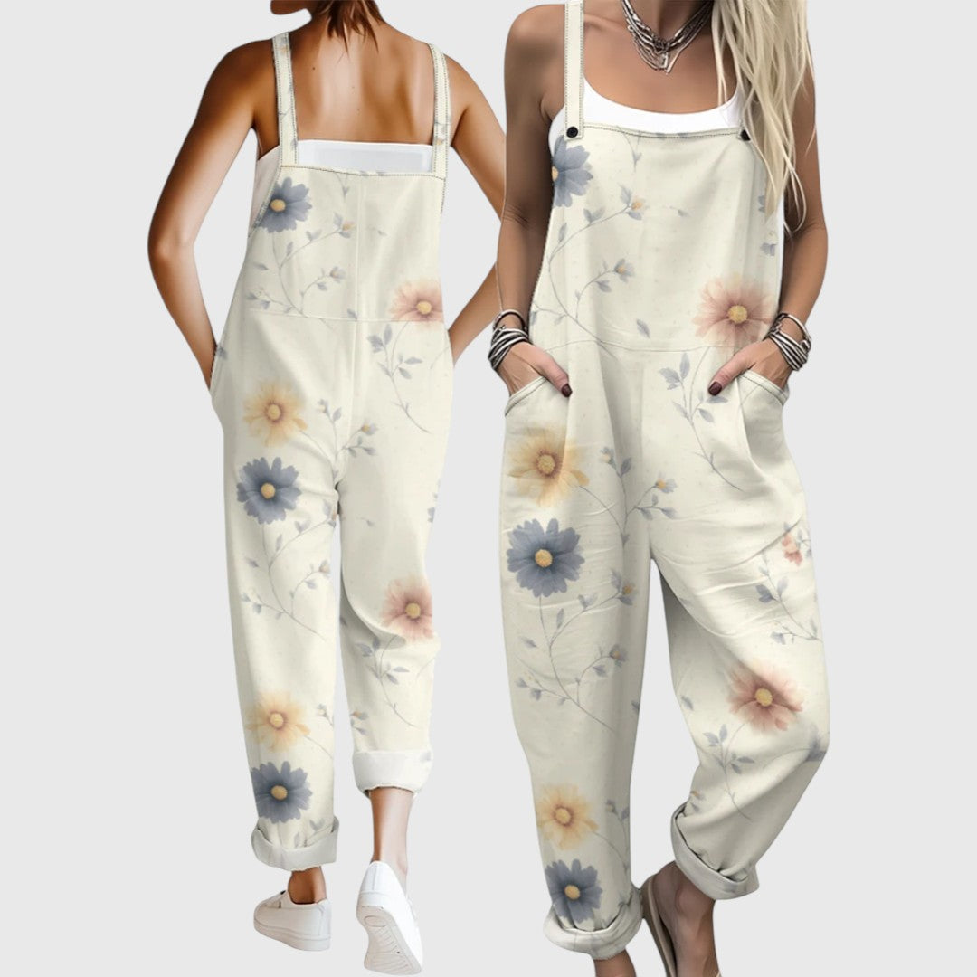 Marissa Comfortable Jumpsuit With Tropical Floral Pattern