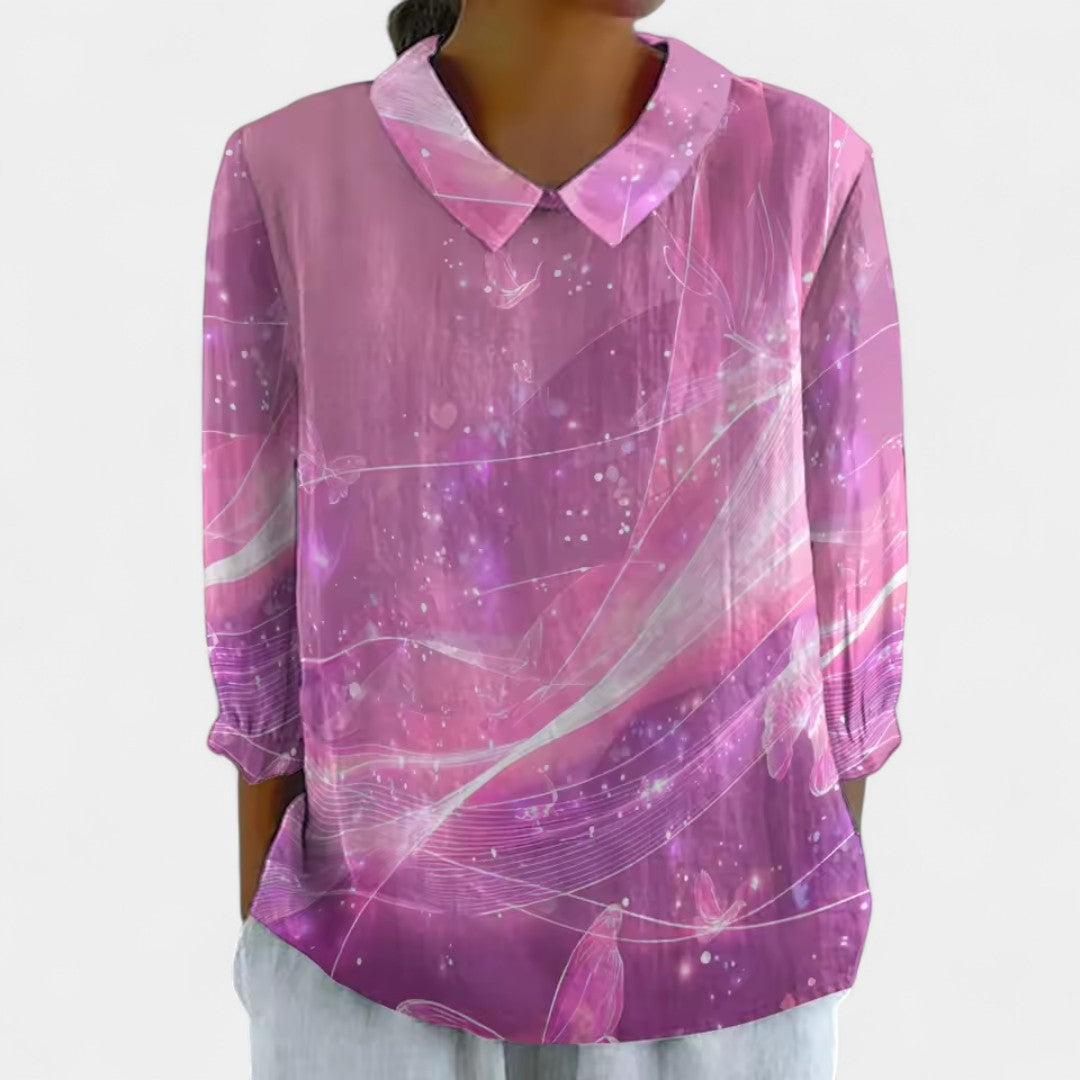 Theophania Retro Blouse With Vibrant Colours Everywhere