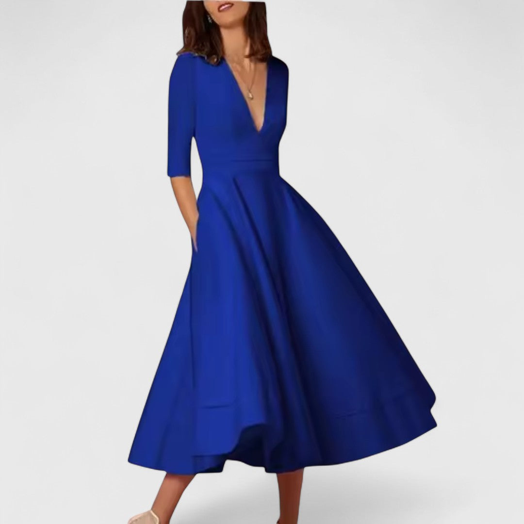 Kalliope Stunning V Neck Dress For Femininity And Style