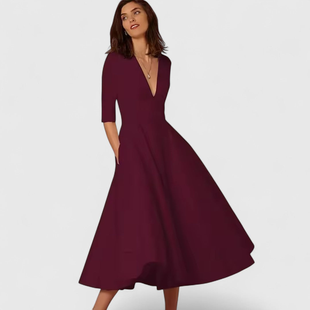 Kalliope Stunning V Neck Dress For Femininity And Style