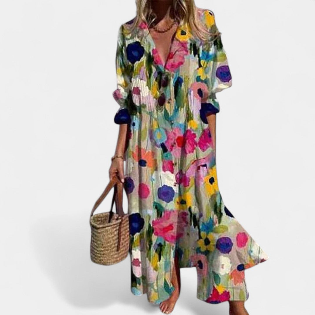 Anais Floral Maxi Dress With Pockets And Flowy Silhouette
