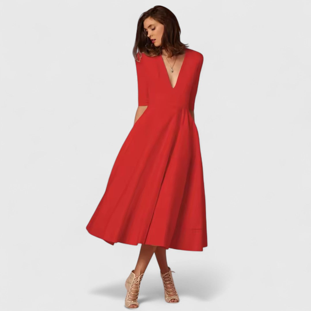 Elena V Neck Evening Dress For Classic Elegant Style