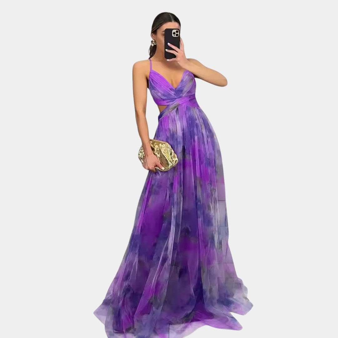 Erato Airy Maxi Dress With Floral Pattern For Occasions