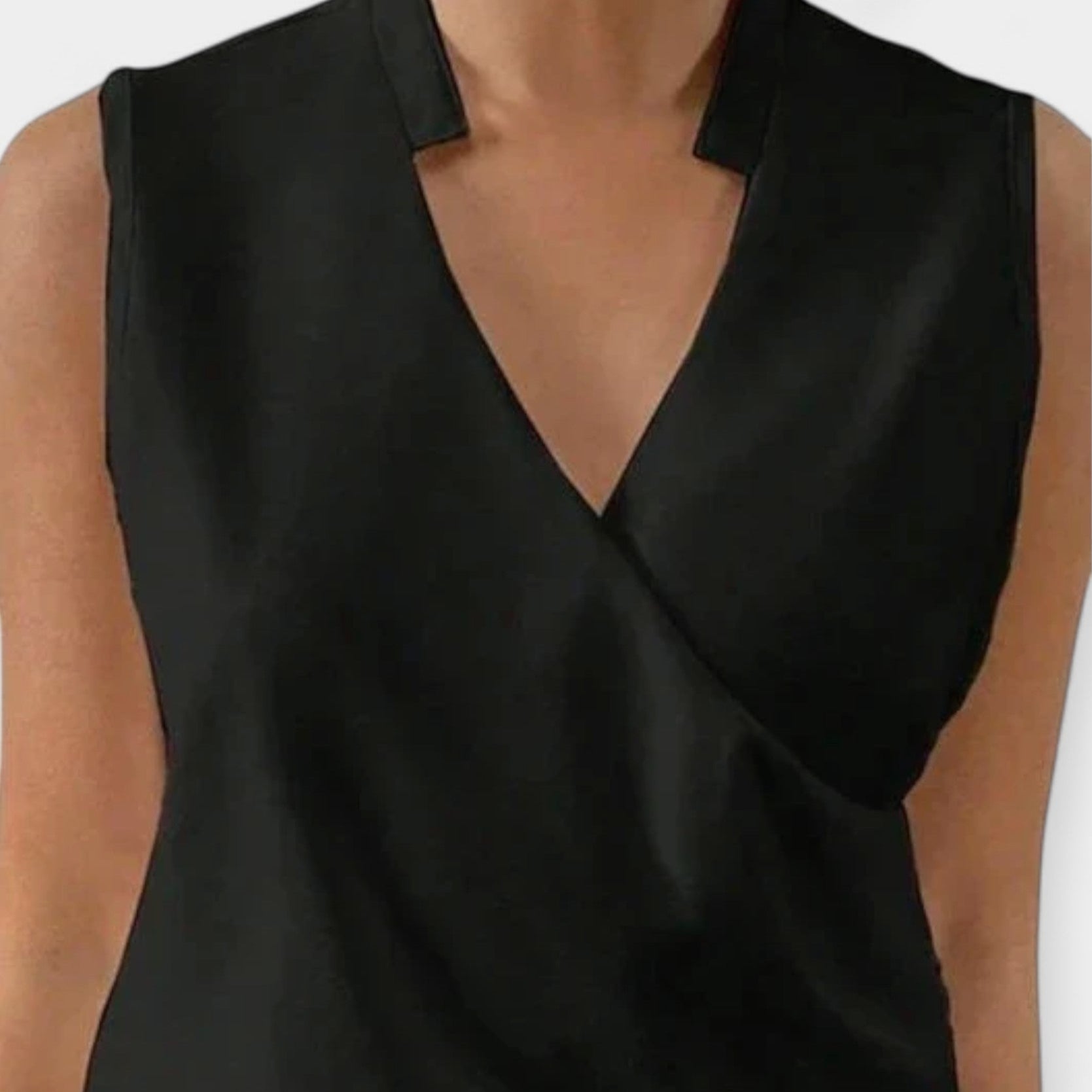 Sleeveless Solid Top With Cross V Neck For Everyday Style
