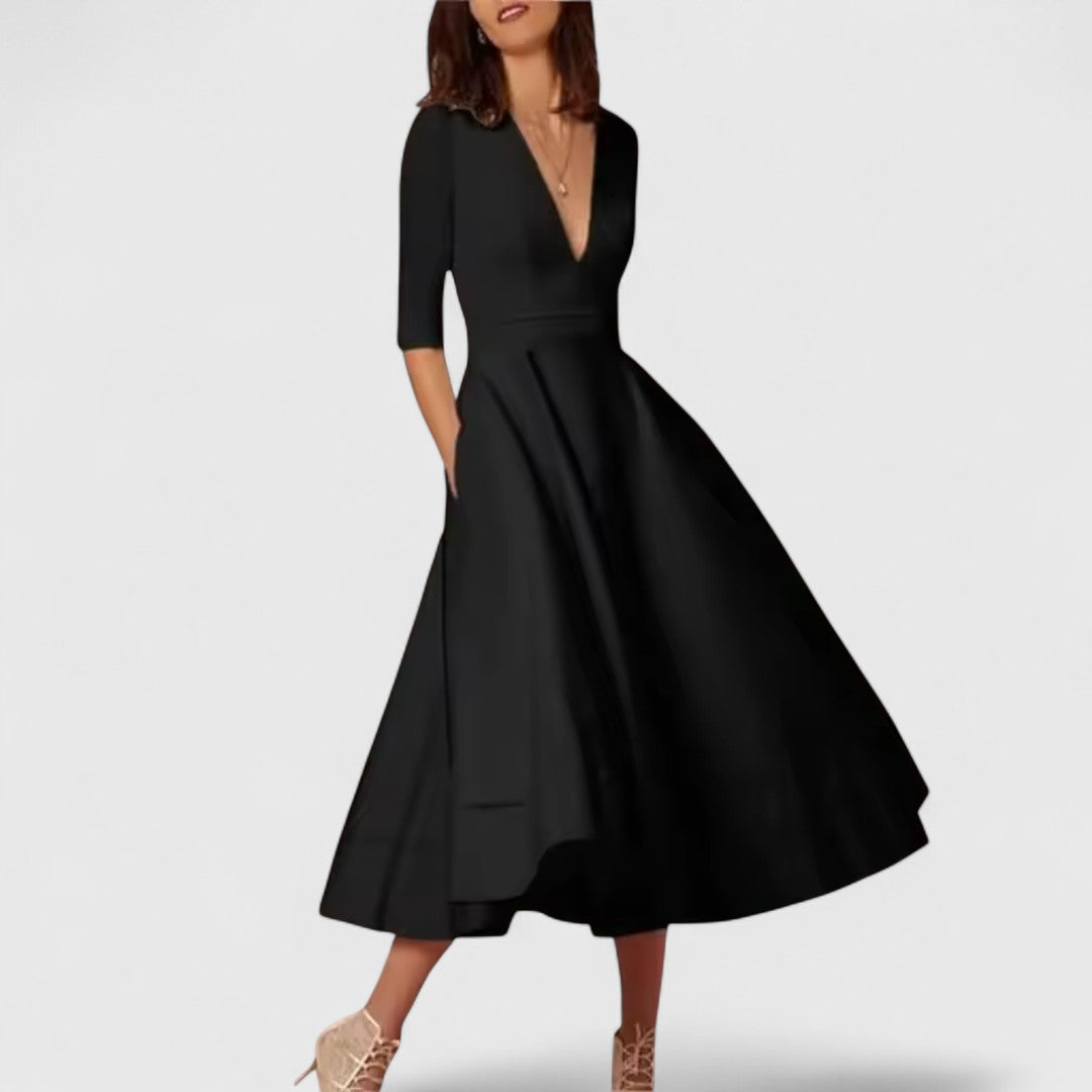 Kalliope Stunning V Neck Dress For Femininity And Style