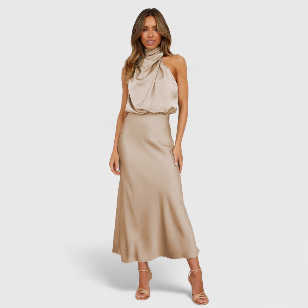 Emerald Off Shoulder Midi Dress for Effortless Femininity