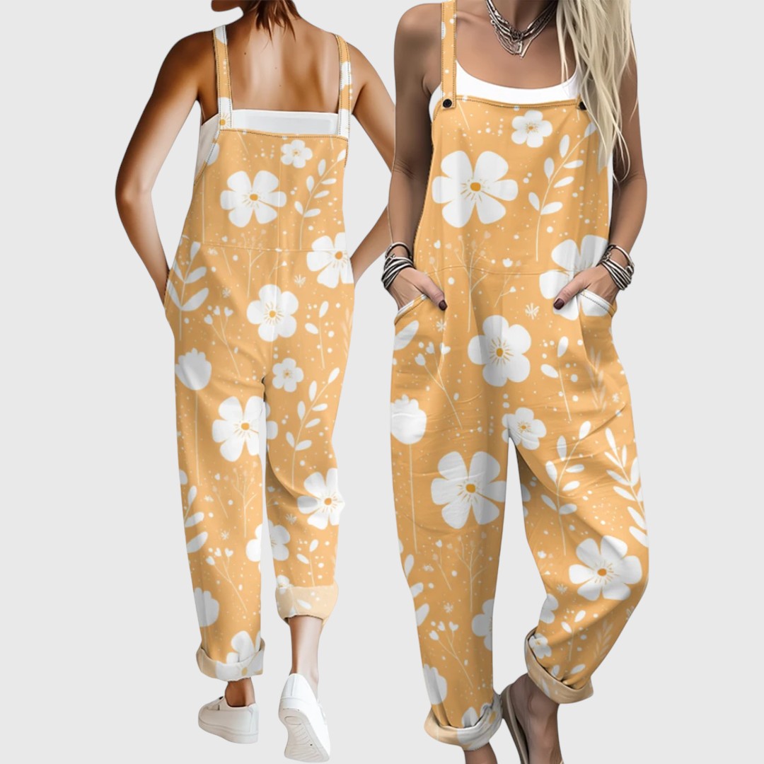 Marissa Comfortable Jumpsuit With Tropical Floral Pattern