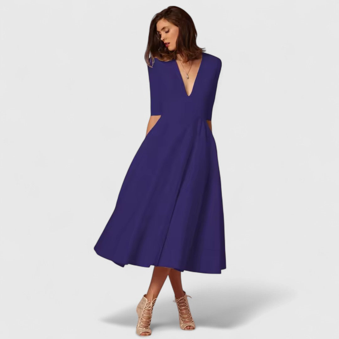Elena V Neck Evening Dress For Classic Elegant Style