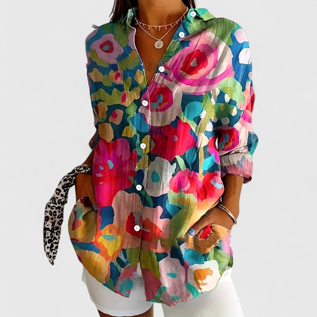 Chrysa Multicoloured Blouse With Playful Prints And Comfort