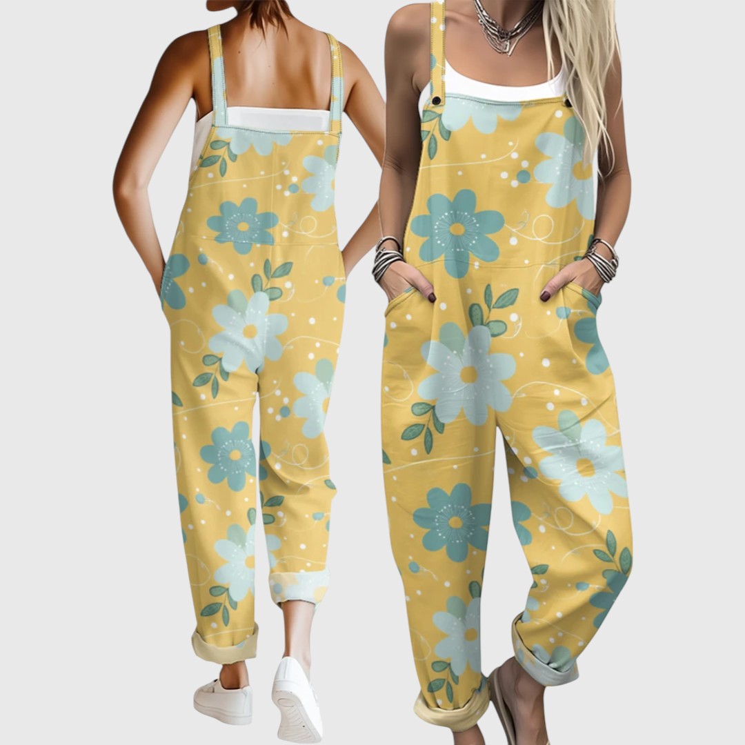 Marissa Comfortable Jumpsuit With Tropical Floral Pattern