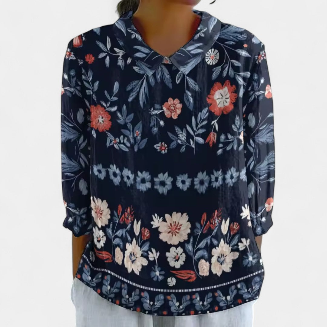 Theophania Retro Blouse With Vibrant Colours Everywhere