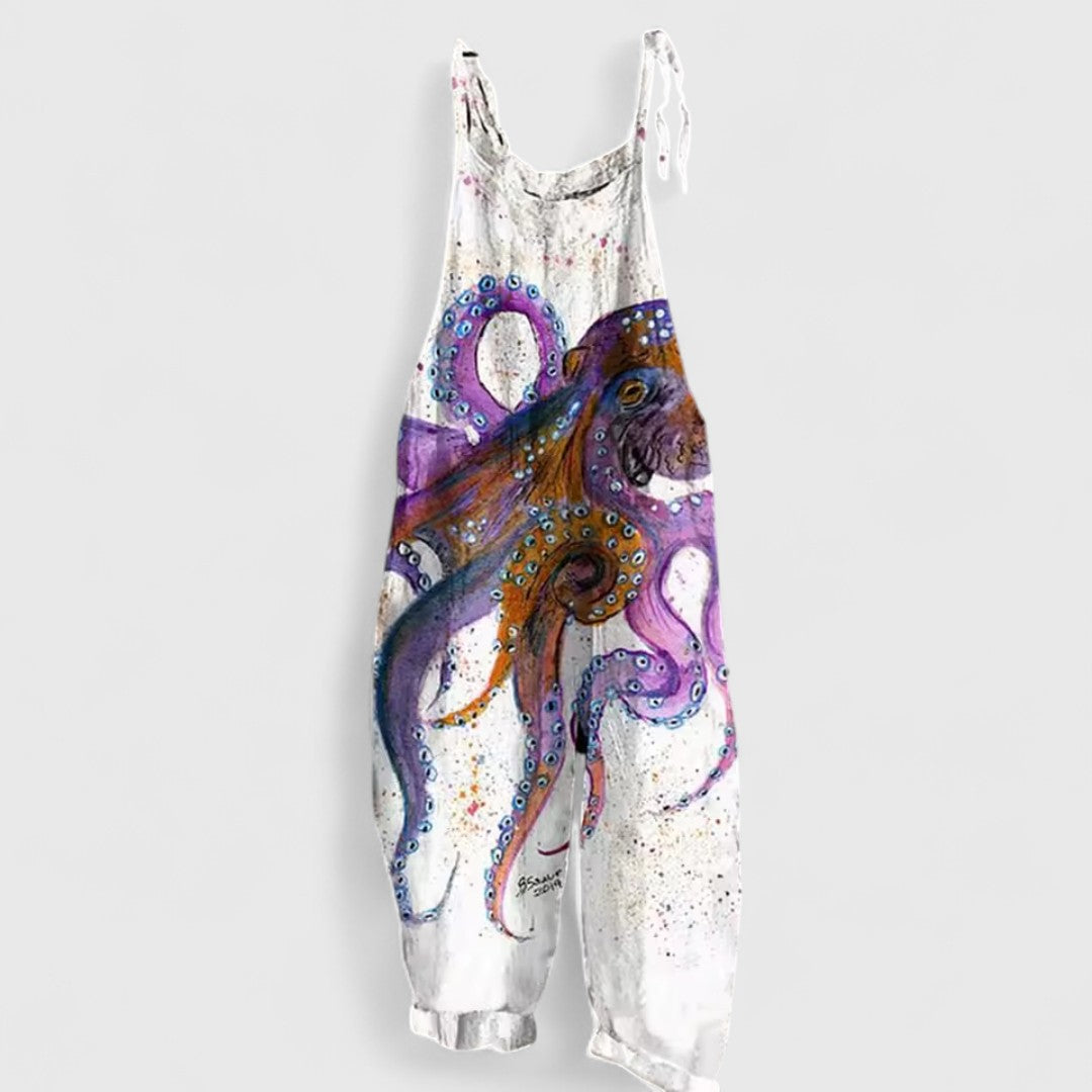 Evgenitsa Wide Octopus Print Jumpsuit Modern Comfort Fit