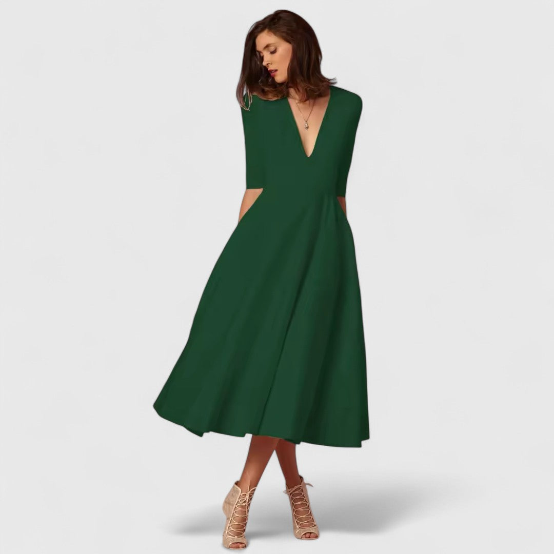 Elena V Neck Evening Dress For Classic Elegant Style