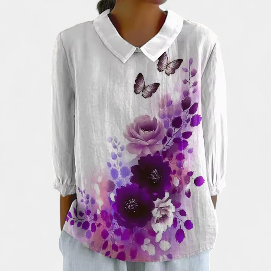 Theophania Retro Blouse With Vibrant Colours Everywhere