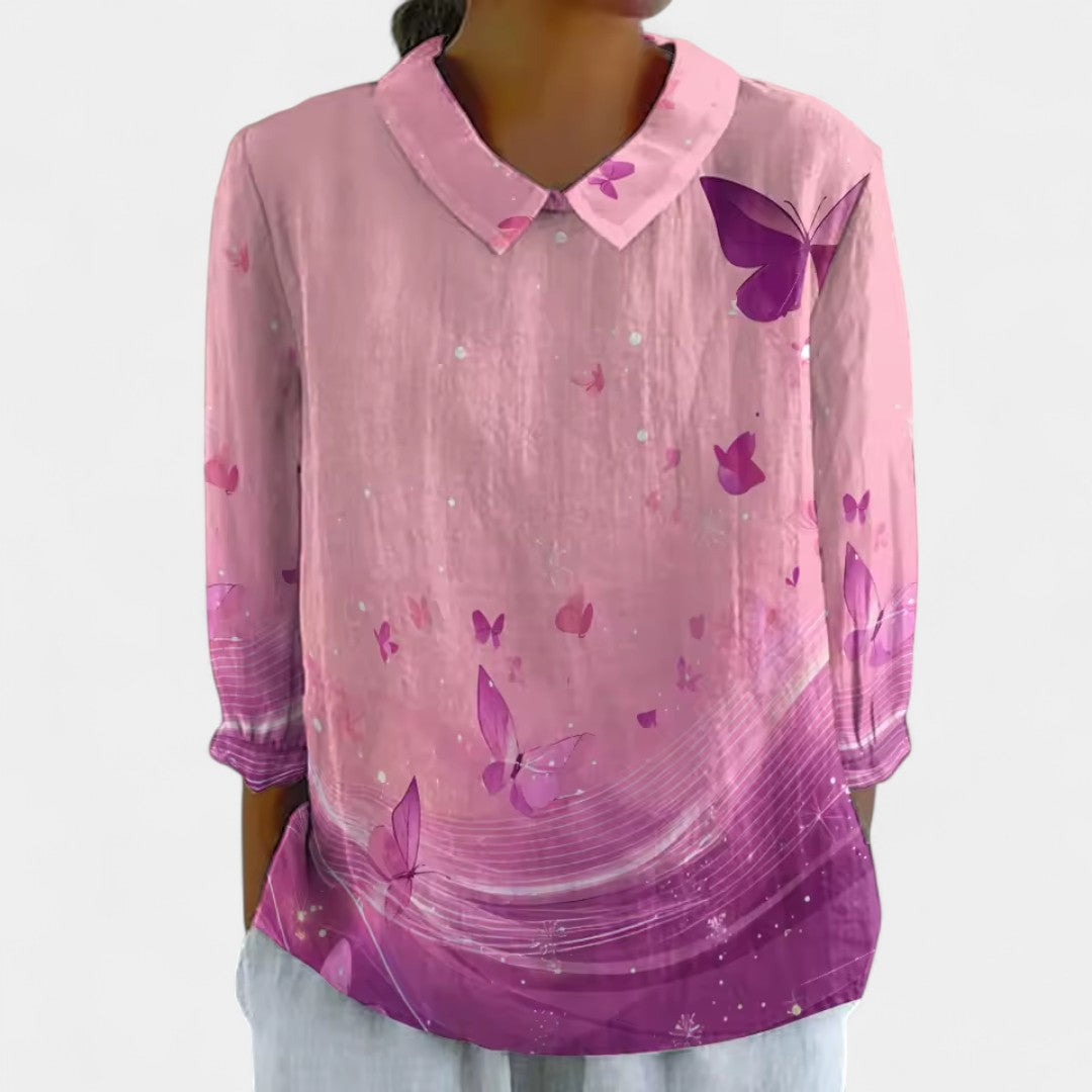 Theophania Retro Blouse With Vibrant Colours Everywhere