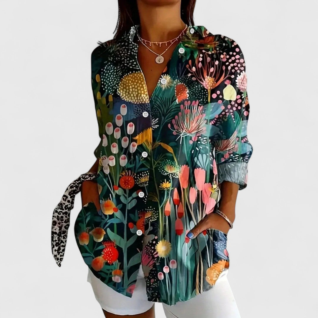 Chrysa Multicoloured Blouse With Playful Prints And Comfort