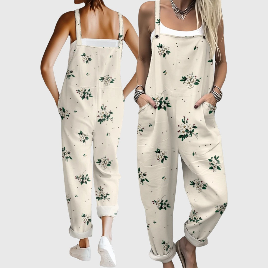 Marissa Comfortable Jumpsuit With Tropical Floral Pattern
