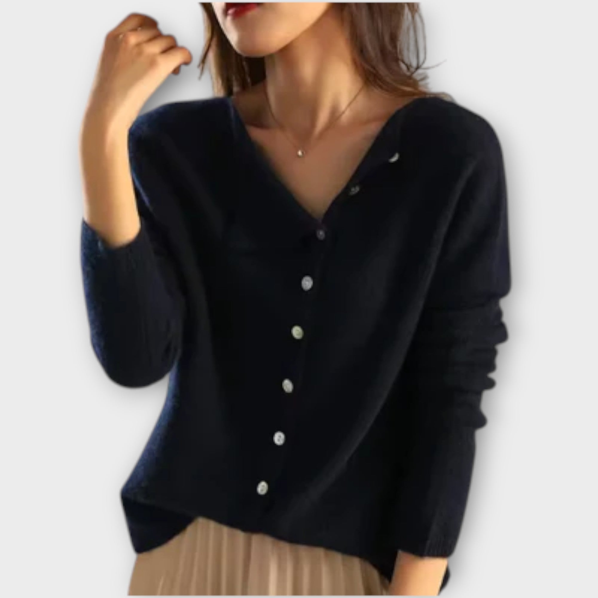Paige Cosy Cardigan With Asymmetric Button Design In Grey