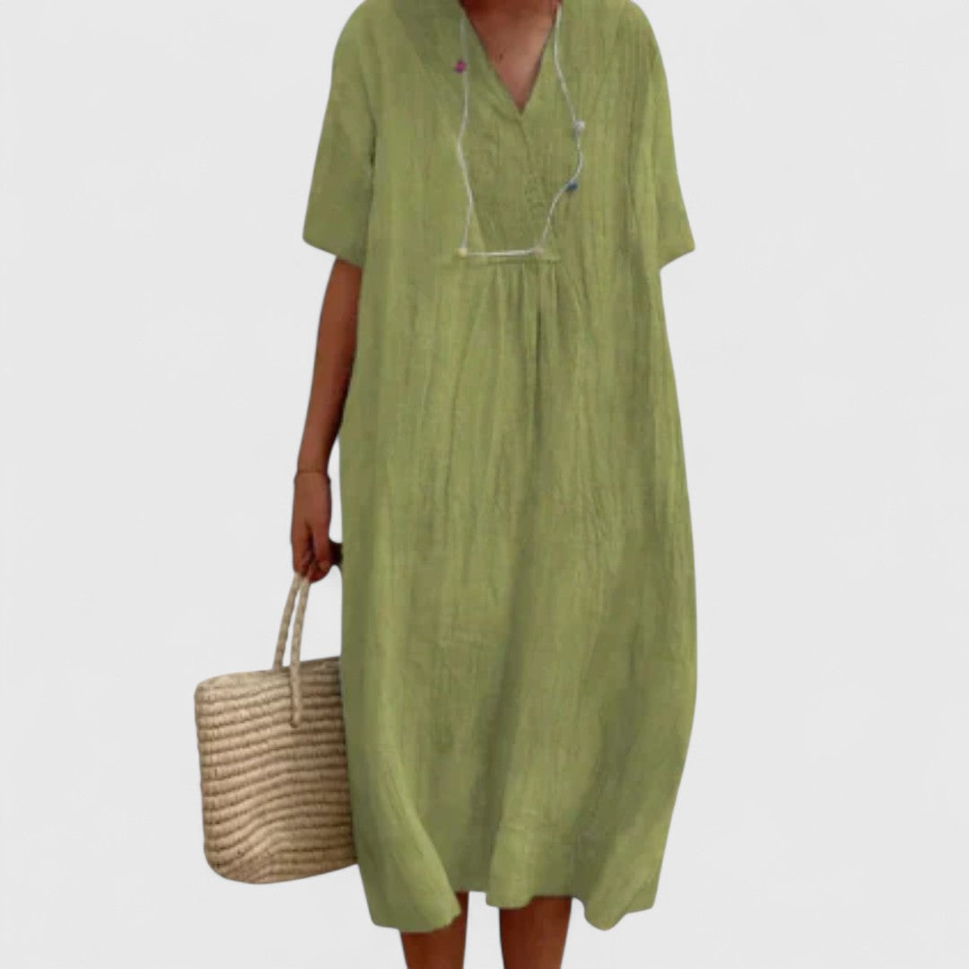 Olympiada Dress Relaxed Fit Short Sleeve V Neck Breathable
