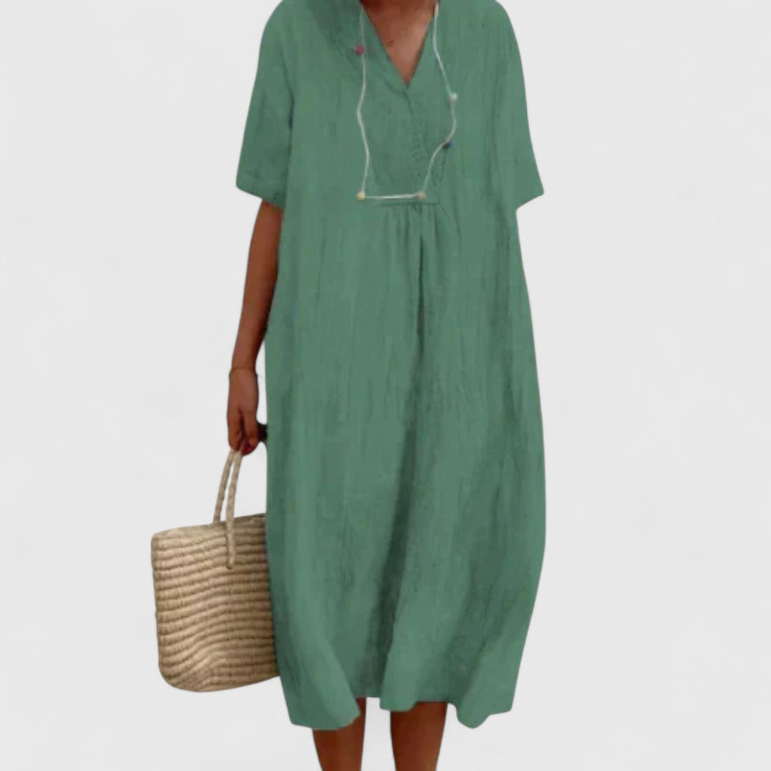 Olympiada Dress Relaxed Fit Short Sleeve V Neck Breathable