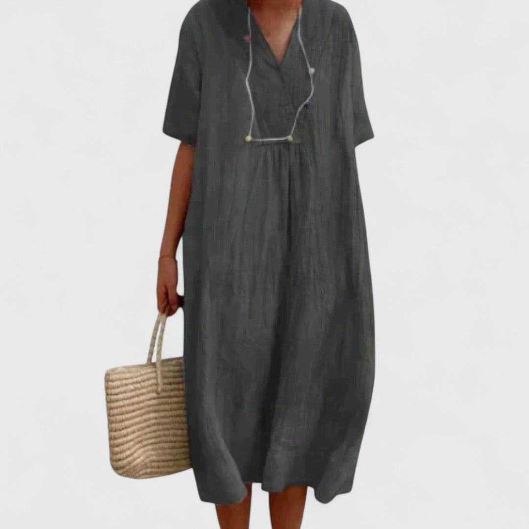 Olympiada Dress Relaxed Fit Short Sleeve V Neck Breathable