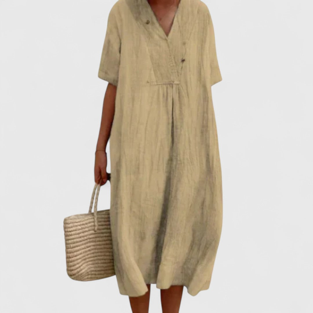 Olympiada Dress Relaxed Fit Short Sleeve V Neck Breathable
