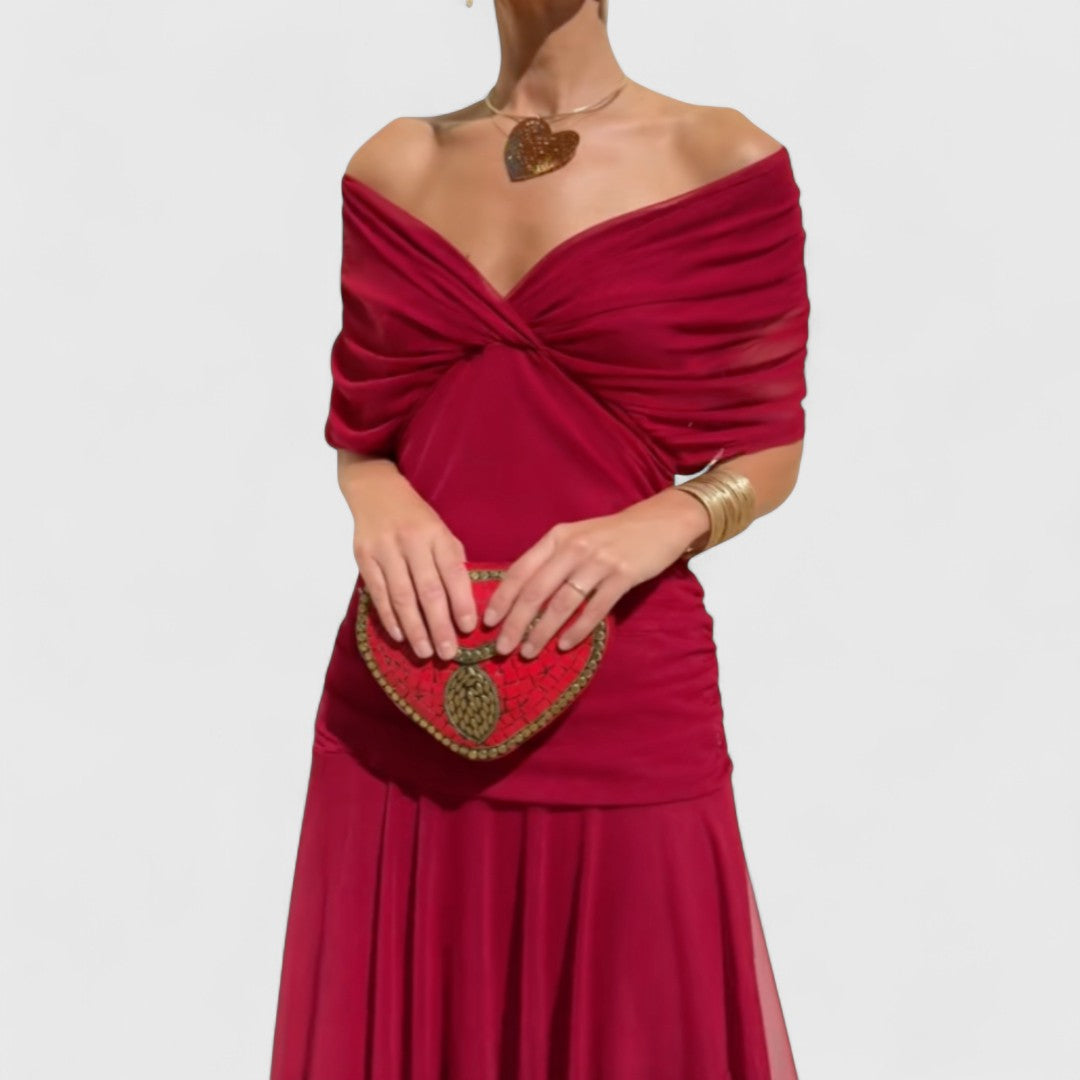 Lamprini Off Shoulder Maxi Dress Romantic Vibe For Weddings
